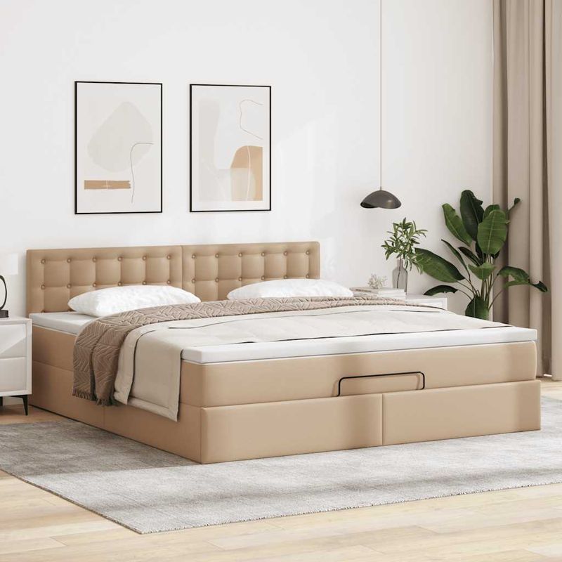 Casa si Gradina - Mobilier - Paturi si accesorii - Paturi - Cadru de pat otoman cu saltea Cappucino piele artificiala - Infinity.ro