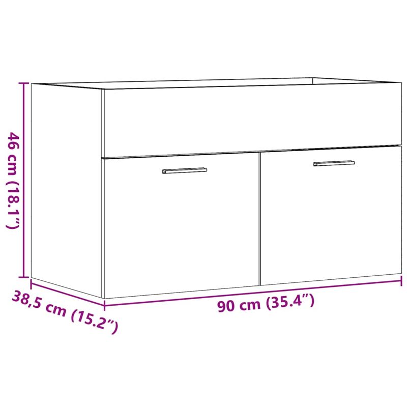 Casa si Gradina - Mobilier - Mobilier baie - Comode baie - Dulap chiuveta baie, stejar artizanal 90x38,5x46 cm lemn - Infinity.ro