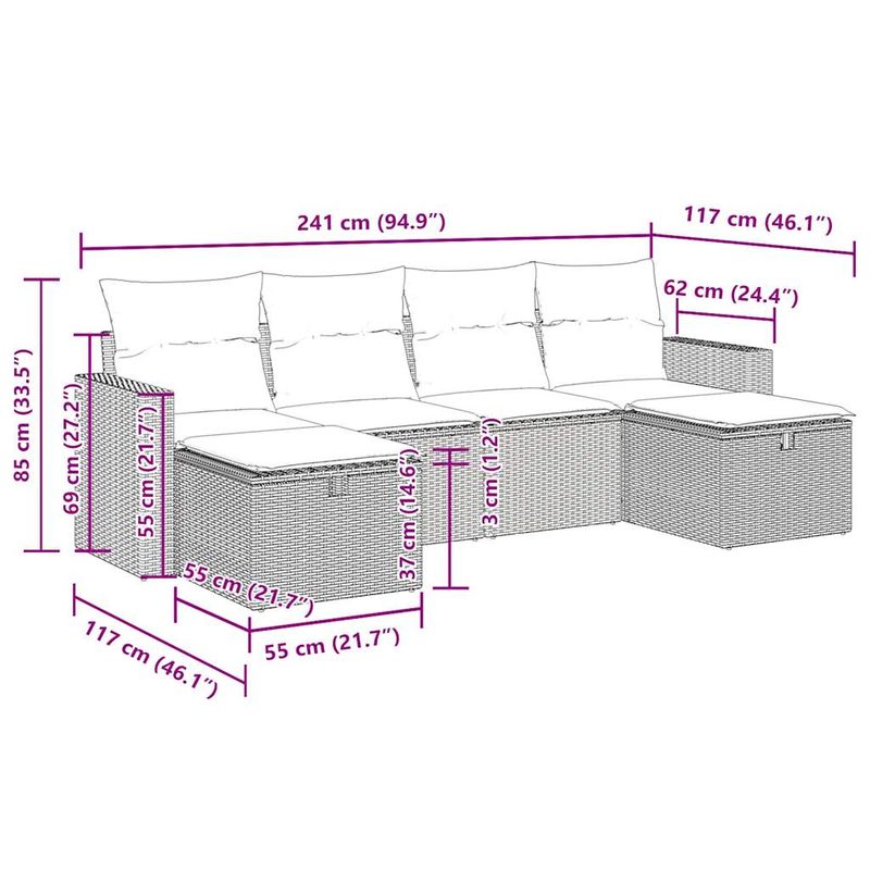 Casa si Gradina - Gradina si terasa - Mobilier exterior - Seturi mobila gradina - Set canapele de gradina cu perne, 6 piese, bej, poliratan - Infinity.ro