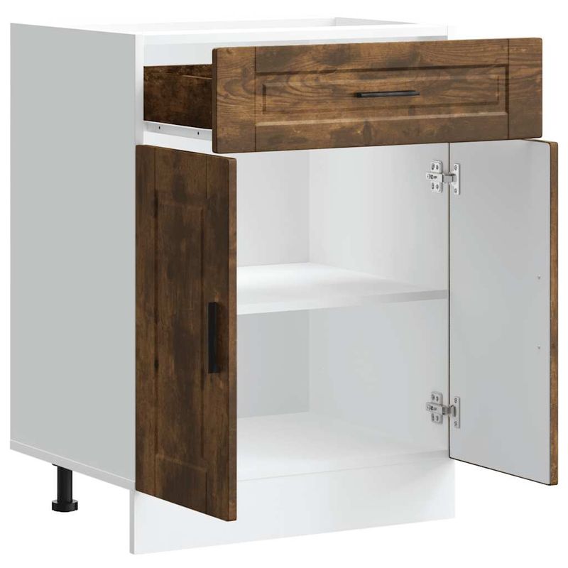 Casa si Gradina - Mobilier - Comode si corpuri - Corpuri bucatarie - Dulap de bucatarie „Porto” din lemn de lemn de stejar afumat, model 1x dulap inferior (2 uși 1 sertar), mărime 60x46x81.5 cm - Infinity.ro