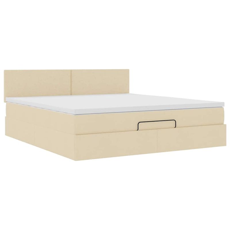 Casa si Gradina - Mobilier - Paturi si accesorii - Paturi - Cadru de pat otoman cu saltea crem 180x200cm stofa - Infinity.ro