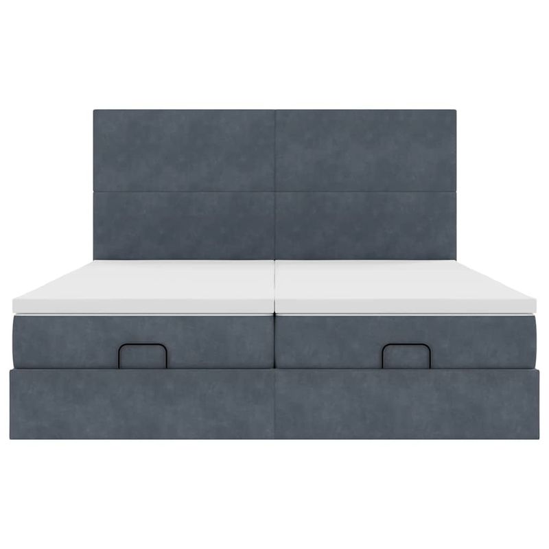 Casa si Gradina - Mobilier - Paturi si accesorii - Paturi - Cadru de pat otoman cu saltele Gri inchis 160x200cm catifea - Infinity.ro