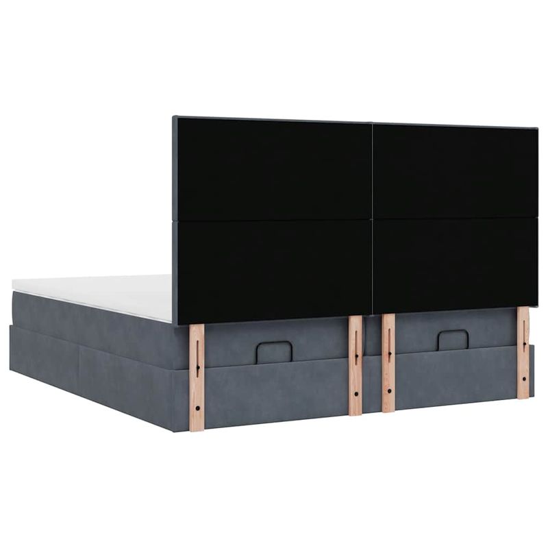Casa si Gradina - Mobilier - Paturi si accesorii - Paturi - Cadru de pat otoman cu saltele Gri inchis 160x200cm catifea - Infinity.ro