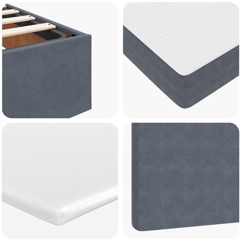 Casa si Gradina - Mobilier - Paturi si accesorii - Paturi - Cadru de pat otoman cu saltele Gri inchis 160x200cm catifea - Infinity.ro