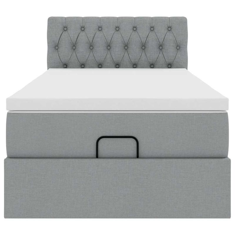 Casa si Gradina - Mobilier - Paturi si accesorii - Paturi - Pat otoman cu saltea tesatura gri deschis 100x200 cm, model design cu nasturi - Infinity.ro