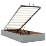 Casa si Gradina - Mobilier - Paturi si accesorii - Paturi - Pat otoman cu saltea tesatura gri deschis 100x200 cm, model design cu nasturi - Infinity.ro