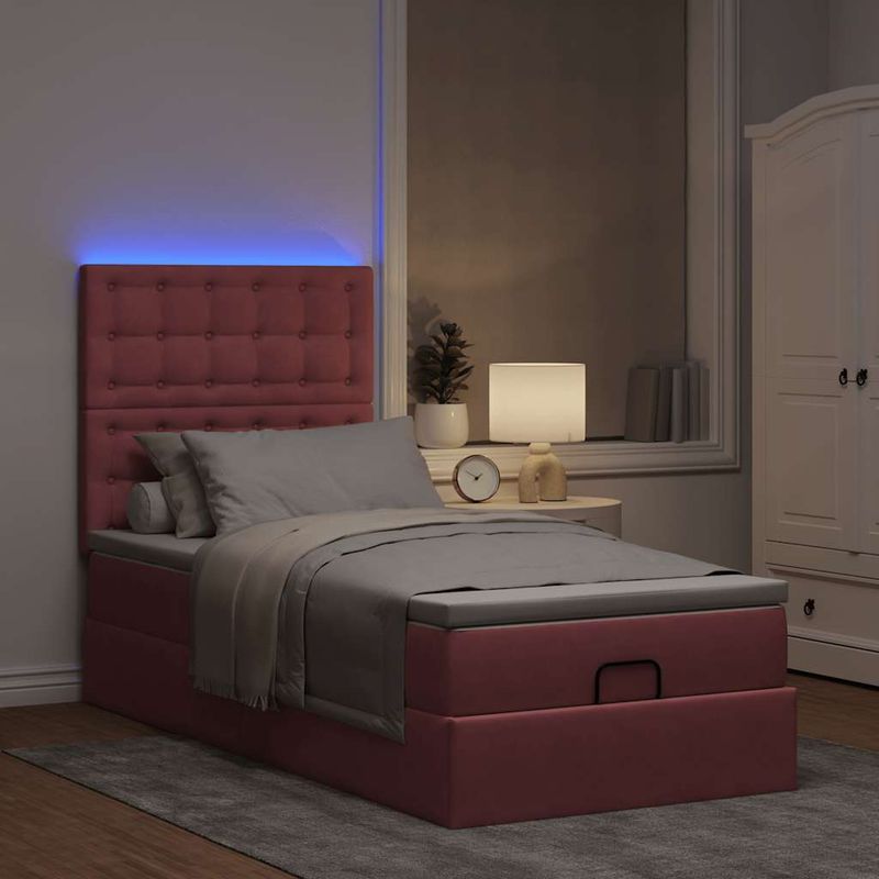 Casa si Gradina - Mobilier - Paturi si accesorii - Paturi - Cadru de pat otoman cu saltele Roz 100x200cm catifea - Infinity.ro