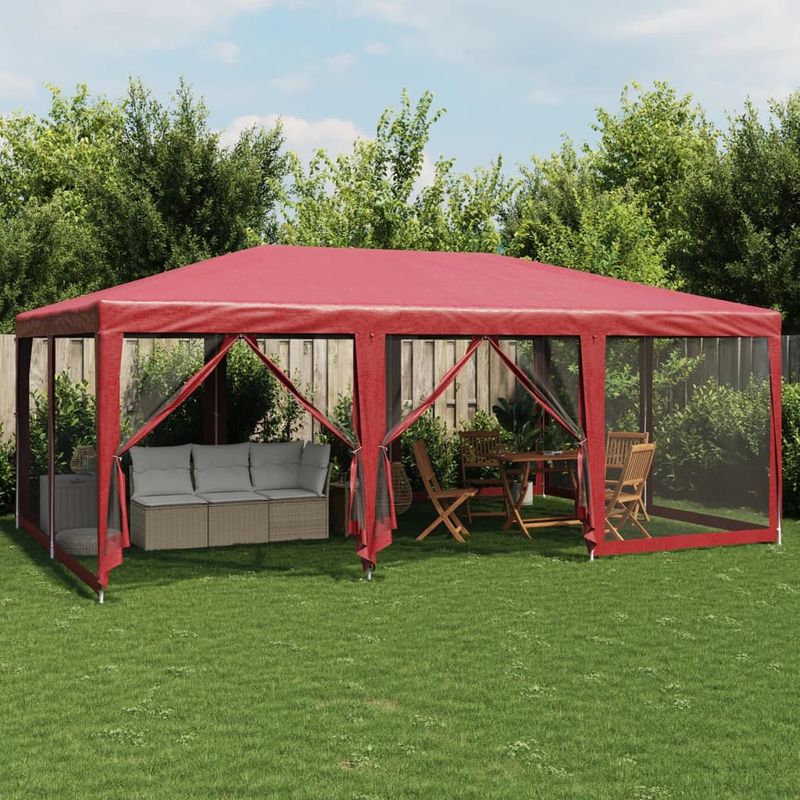 Casa si Gradina - Gradina si terasa - Umbrele si pavilioane - Pavilioane - Cort de petrecere cu 10 pereti din plasa, rosu, 6x4 m, HDPE - Infinity.ro