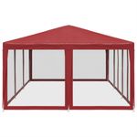 Casa si Gradina - Gradina si terasa - Umbrele si pavilioane - Pavilioane - Cort de petrecere cu 10 pereti din plasa, rosu, 6x4 m, HDPE - Infinity.ro