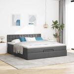 Casa si Gradina - Mobilier - Paturi si accesorii - Paturi - Cadru pat otoman cu saltea tesatura gri inchis 160x200 cm - Infinity.ro