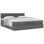 Casa si Gradina - Mobilier - Paturi si accesorii - Paturi - Cadru pat otoman cu saltea tesatura gri inchis 160x200 cm - Infinity.ro