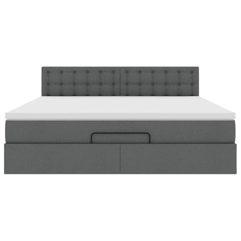 Casa si Gradina - Mobilier - Paturi si accesorii - Paturi - Cadru pat otoman cu saltea tesatura gri inchis 160x200 cm - Infinity.ro