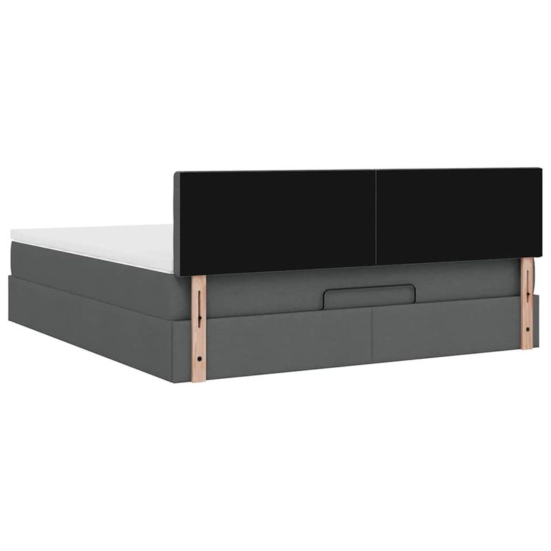 Casa si Gradina - Mobilier - Paturi si accesorii - Paturi - Cadru pat otoman cu saltea tesatura gri inchis 160x200 cm - Infinity.ro
