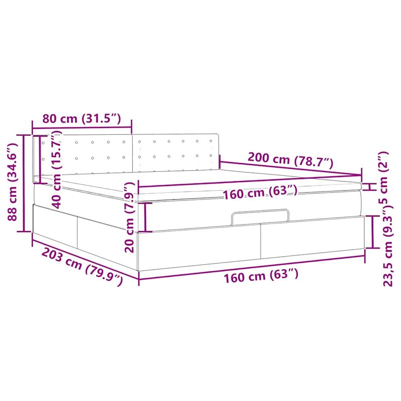Casa si Gradina - Mobilier - Paturi si accesorii - Paturi - Cadru pat otoman cu saltea tesatura gri inchis 160x200 cm - Infinity.ro