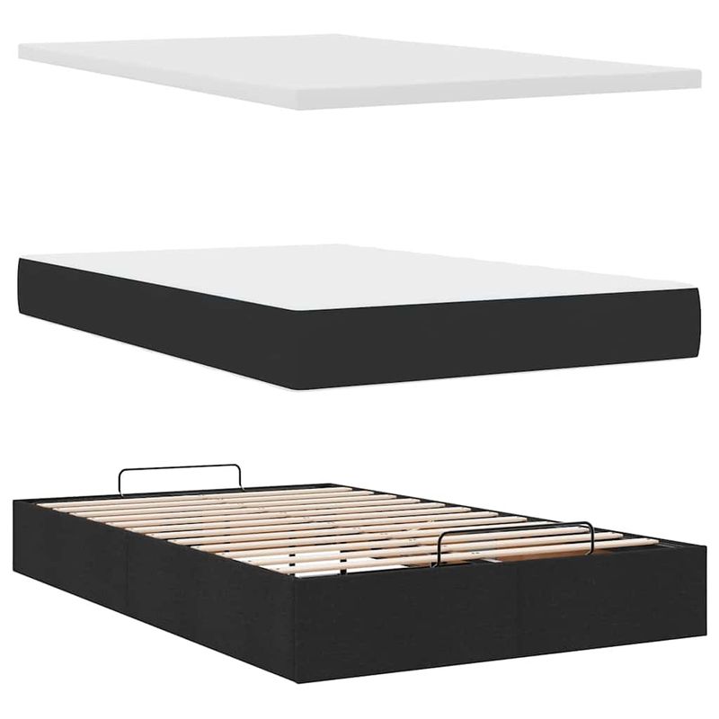 Casa si Gradina - Mobilier - Paturi si accesorii - Paturi - Cadru de pat otoman cu saltea tesatura neagra 120x200cm - Infinity.ro