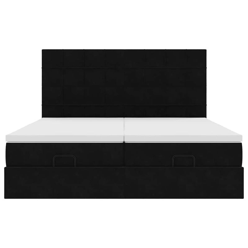 Casa si Gradina - Mobilier - Paturi si accesorii - Paturi - Cadru de pat otoman cu saltele, catifea neagra 160x200cm - Infinity.ro