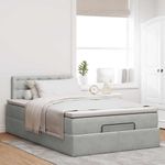 Casa si Gradina - Mobilier - Paturi si accesorii - Paturi - Cadru de pat otoman cu saltea Gri deschis 120x190 cm catifea - Infinity.ro