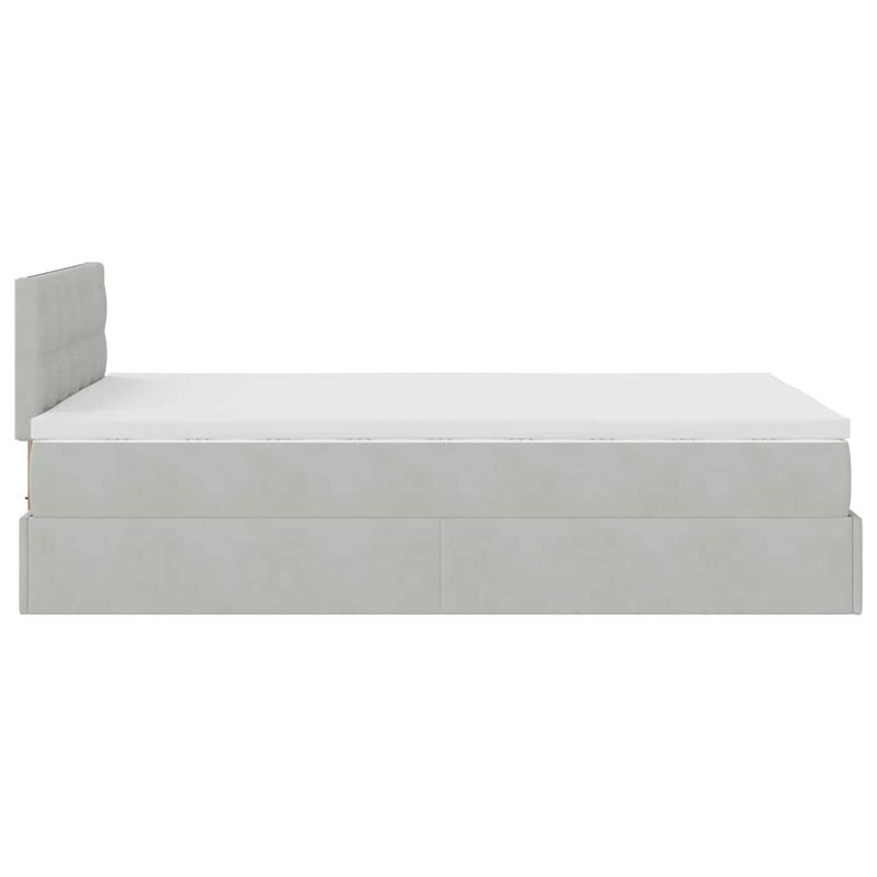 Casa si Gradina - Mobilier - Paturi si accesorii - Paturi - Cadru de pat otoman cu saltea Gri deschis 120x190 cm catifea - Infinity.ro