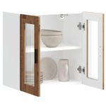 Casa si Gradina - Mobilier - Comode si corpuri - Corpuri bucatarie - Dulap de bucatarie cu usa din sticla din lemn vechi „Porto”., model 1x dulap de perete din sticlă (2 uși), mărime 60x31x60 cm - Infinity.ro