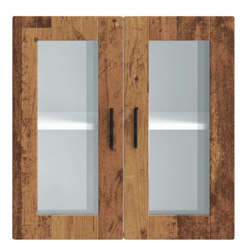 Casa si Gradina - Mobilier - Comode si corpuri - Corpuri bucatarie - Dulap de bucatarie cu usa din sticla din lemn vechi „Porto”., model 1x dulap de perete din sticlă (2 uși), mărime 60x31x60 cm - Infinity.ro