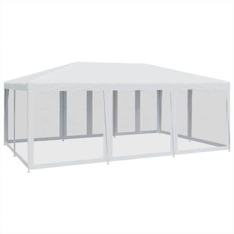 Casa si Gradina - Gradina si terasa - Umbrele si pavilioane - Pavilioane - Cort de petrecere cu 10 pereti din plasa, alb, 6x4 m, HDPE - Infinity.ro