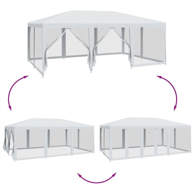 Casa si Gradina - Gradina si terasa - Umbrele si pavilioane - Pavilioane - Cort de petrecere cu 10 pereti din plasa, alb, 6x4 m, HDPE - Infinity.ro
