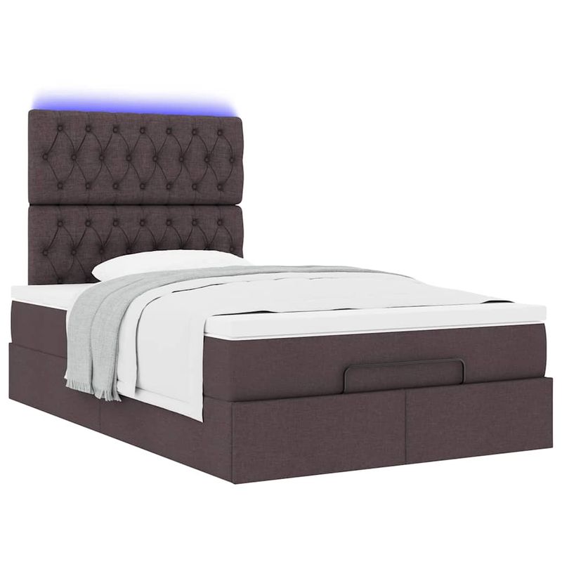 Casa si Gradina - Mobilier - Paturi si accesorii - Paturi - Cadru de pat otoman cu saltea tesatura maro inchis 120x190 cm - Infinity.ro