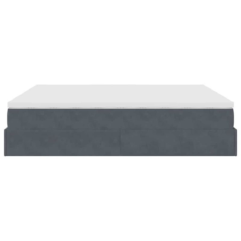 Casa si Gradina - Mobilier - Paturi si accesorii - Paturi - Cadru de pat otoman cu saltele Gri inchis 200x200cm catifea - Infinity.ro