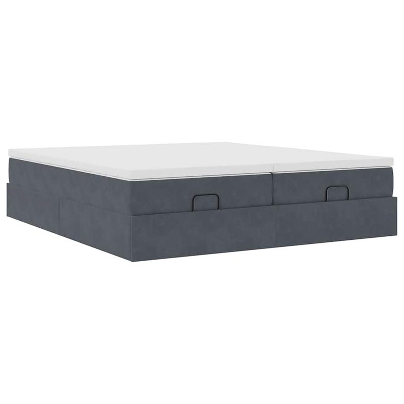 Casa si Gradina - Mobilier - Paturi si accesorii - Paturi - Cadru de pat otoman cu saltele Gri inchis 200x200cm catifea - Infinity.ro