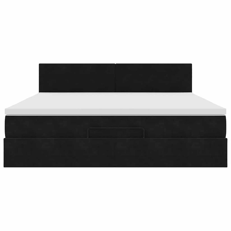 Casa si Gradina - Mobilier - Paturi si accesorii - Paturi - Cadru de pat otoman cu saltea, catifea neagra 160x200cm - Infinity.ro