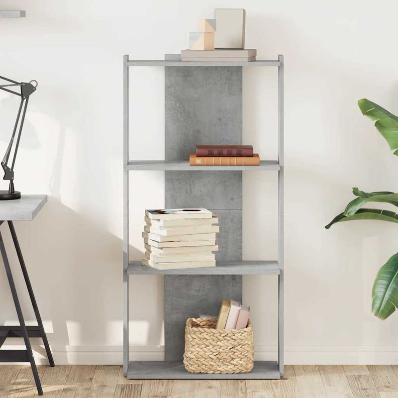 Casa si Gradina - Mobilier - Biblioteci si rafturi - Biblioteci - Biblioteca cu 3 niveluri, gri beton, 60x30x120cm lemn prelucrat - Infinity.ro