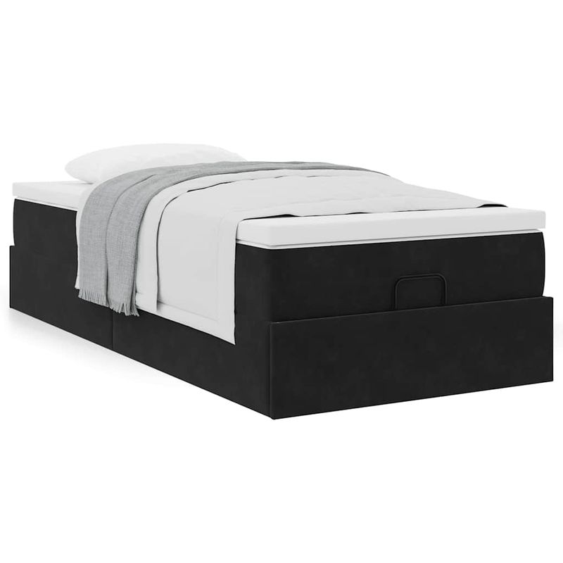 Casa si Gradina - Mobilier - Paturi si accesorii - Paturi - Cadru de pat otoman cu saltea, catifea neagra 100x200cm - Infinity.ro