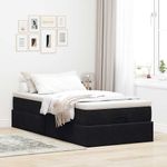 Casa si Gradina - Mobilier - Paturi si accesorii - Paturi - Cadru de pat otoman cu saltea, catifea neagra 100x200cm - Infinity.ro
