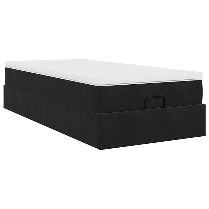 Casa si Gradina - Mobilier - Paturi si accesorii - Paturi - Cadru de pat otoman cu saltea, catifea neagra 100x200cm - Infinity.ro