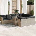Casa si Gradina - Gradina si terasa - Mobilier exterior - Seturi mobila gradina - Set canapele de gradina cu perne, 11 piese, gri, poliratan - Infinity.ro