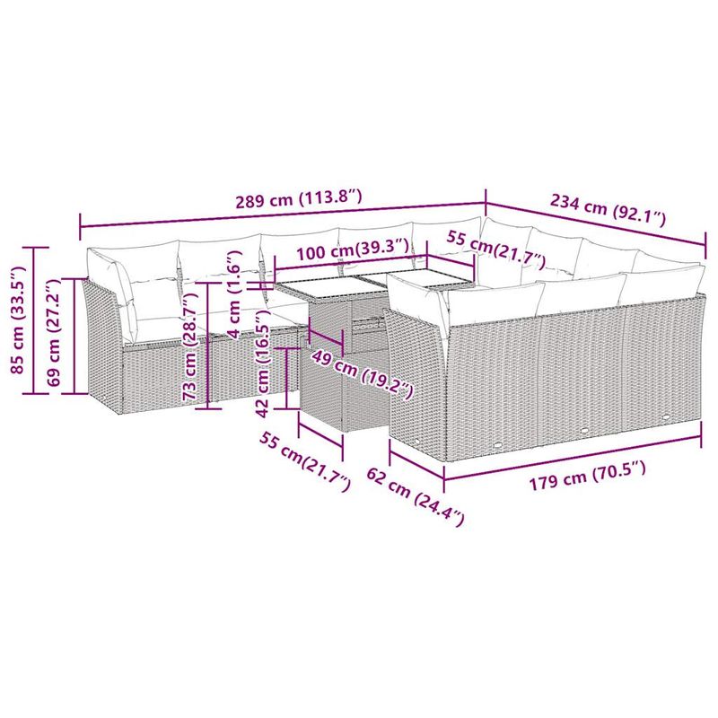 Casa si Gradina - Gradina si terasa - Mobilier exterior - Seturi mobila gradina - Set canapele de gradina cu perne, 11 piese, gri, poliratan - Infinity.ro