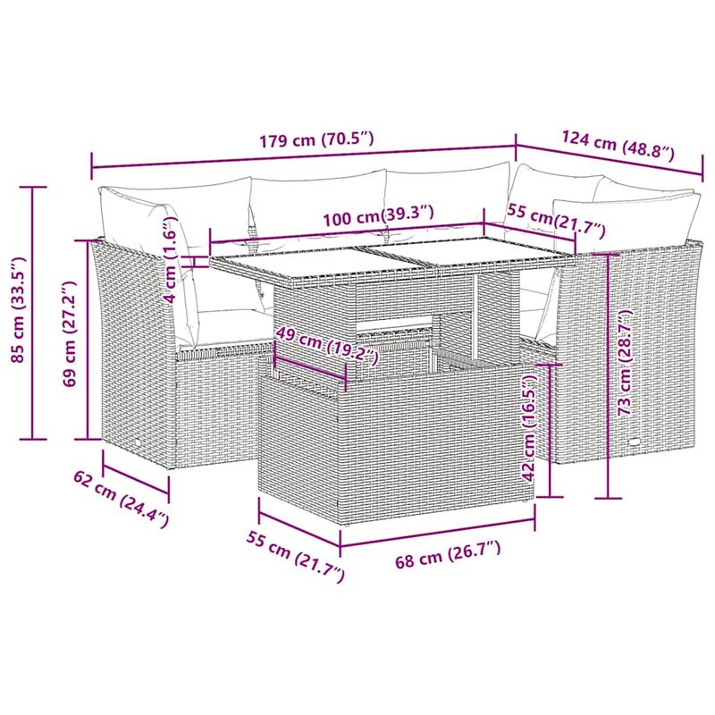 Casa si Gradina - Gradina si terasa - Mobilier exterior - Seturi mobila gradina - Set canapele de gradina cu perne, 5 piese, bej, poliratan - Infinity.ro