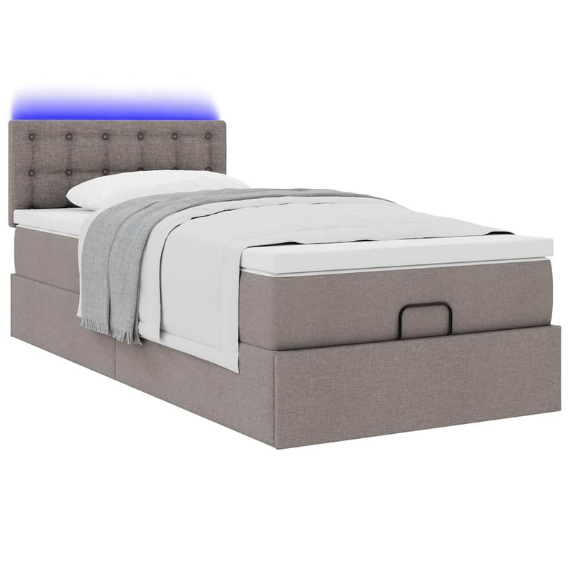 Casa si Gradina - Mobilier - Paturi si accesorii - Paturi - Pat otoman cu saltea Taupe 100x200 cm Stofa, model nasturi - Infinity.ro