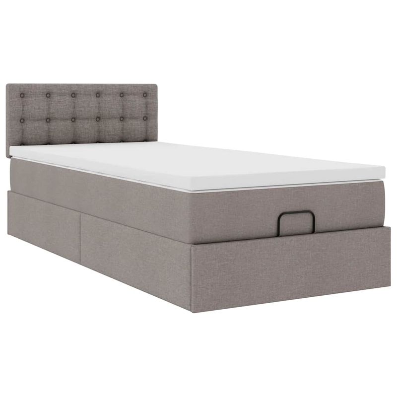 Casa si Gradina - Mobilier - Paturi si accesorii - Paturi - Pat otoman cu saltea Taupe 100x200 cm Stofa, model nasturi - Infinity.ro