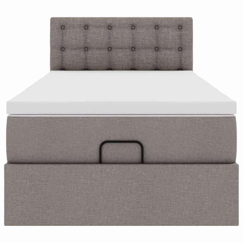 Casa si Gradina - Mobilier - Paturi si accesorii - Paturi - Pat otoman cu saltea Taupe 100x200 cm Stofa, model nasturi - Infinity.ro