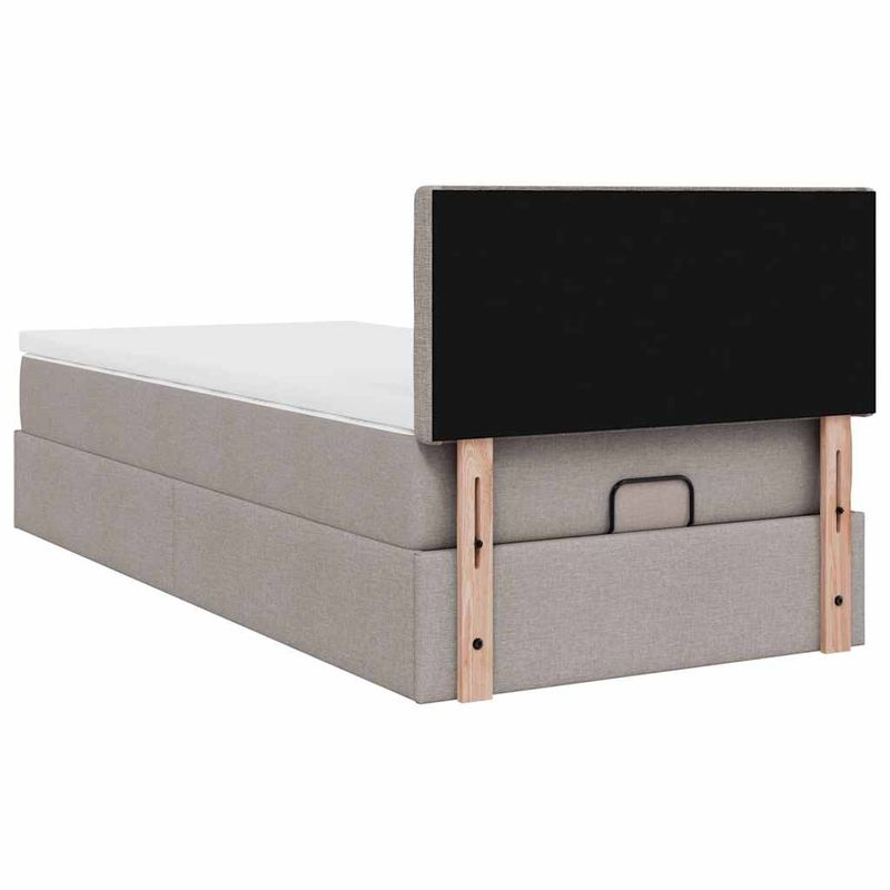 Casa si Gradina - Mobilier - Paturi si accesorii - Paturi - Pat otoman cu saltea Taupe 100x200 cm Stofa, model nasturi - Infinity.ro