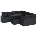 Casa si Gradina - Gradina si terasa - Mobilier exterior - Seturi mobila gradina - Set mobilier de gradina cu perne, 9 piese, negru, poliratan - Infinity.ro