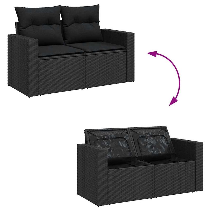 Casa si Gradina - Gradina si terasa - Mobilier exterior - Seturi mobila gradina - Set mobilier de gradina cu perne, 9 piese, negru, poliratan - Infinity.ro