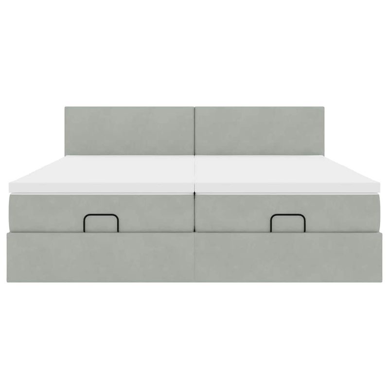 Casa si Gradina - Mobilier - Paturi si accesorii - Paturi - Cadru de pat otoman cu saltele Gri deschis 180x200cm catifea - Infinity.ro
