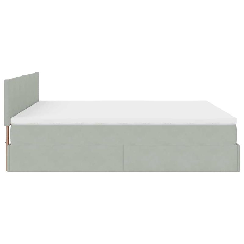 Casa si Gradina - Mobilier - Paturi si accesorii - Paturi - Cadru de pat otoman cu saltele Gri deschis 180x200cm catifea - Infinity.ro