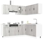 Casa si Gradina - Mobilier - Comode si corpuri - Corpuri bucatarie - Set de dulapuri de bucatarie 11 piese „Kalmar” lemn Sonoma gri - Infinity.ro