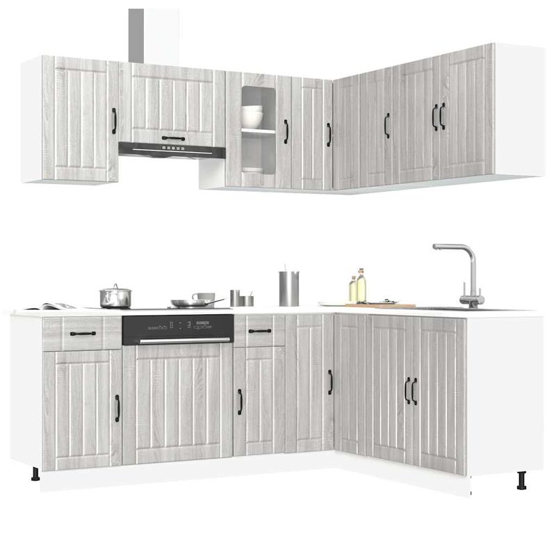 Casa si Gradina - Mobilier - Comode si corpuri - Corpuri bucatarie - Set de dulapuri de bucatarie 11 piese „Kalmar” lemn Sonoma gri - Infinity.ro