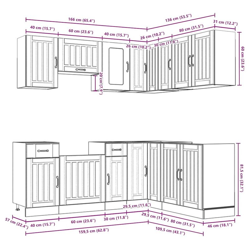 Casa si Gradina - Mobilier - Comode si corpuri - Corpuri bucatarie - Set de dulapuri de bucatarie 11 piese „Kalmar” lemn Sonoma gri - Infinity.ro