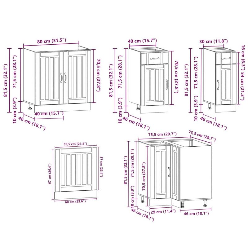 Casa si Gradina - Mobilier - Comode si corpuri - Corpuri bucatarie - Set de dulapuri de bucatarie 11 piese „Kalmar” lemn Sonoma gri - Infinity.ro