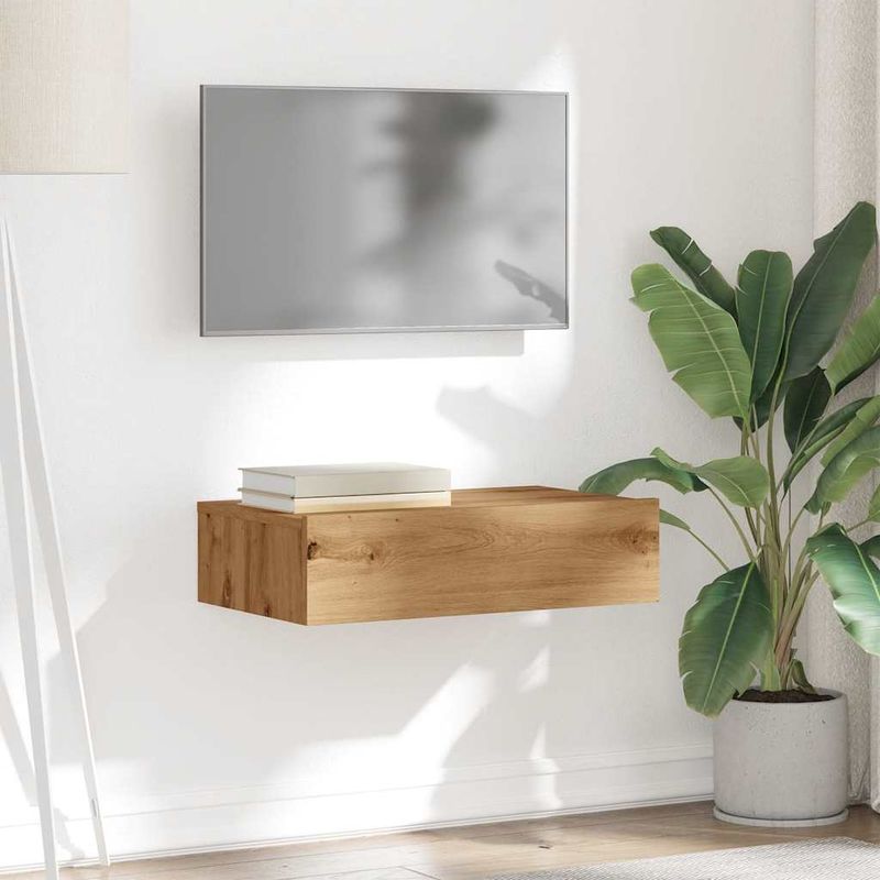 Casa si Gradina - Mobilier - Comode si corpuri - Comode - Comoda TV cu lumini LED, stejar artizanal, 60x35x15,5 cm - Infinity.ro
